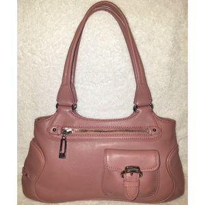 Cole Haan pink leather shoulder handbag with a zip closure